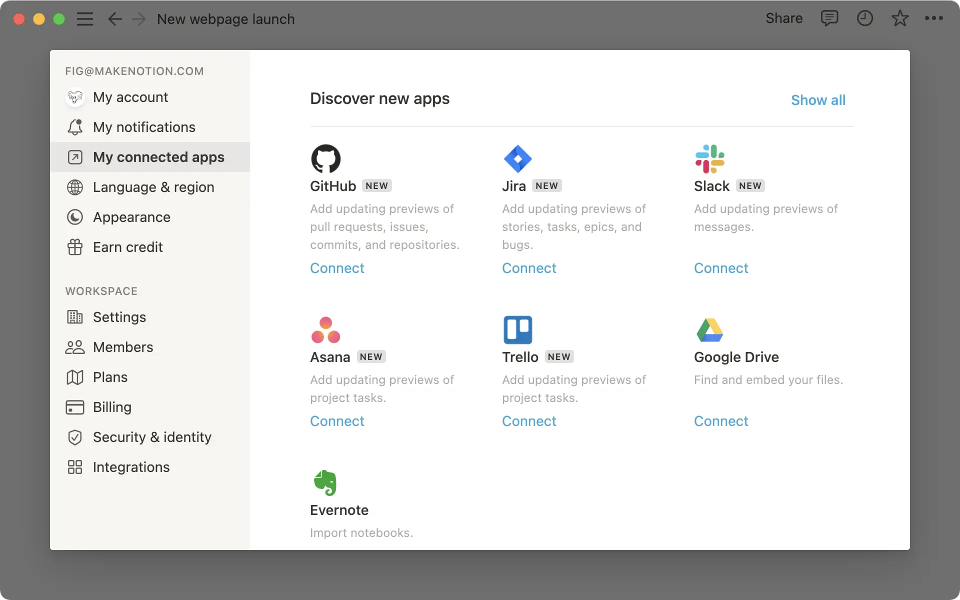Here’s where you can manage your connected apps.