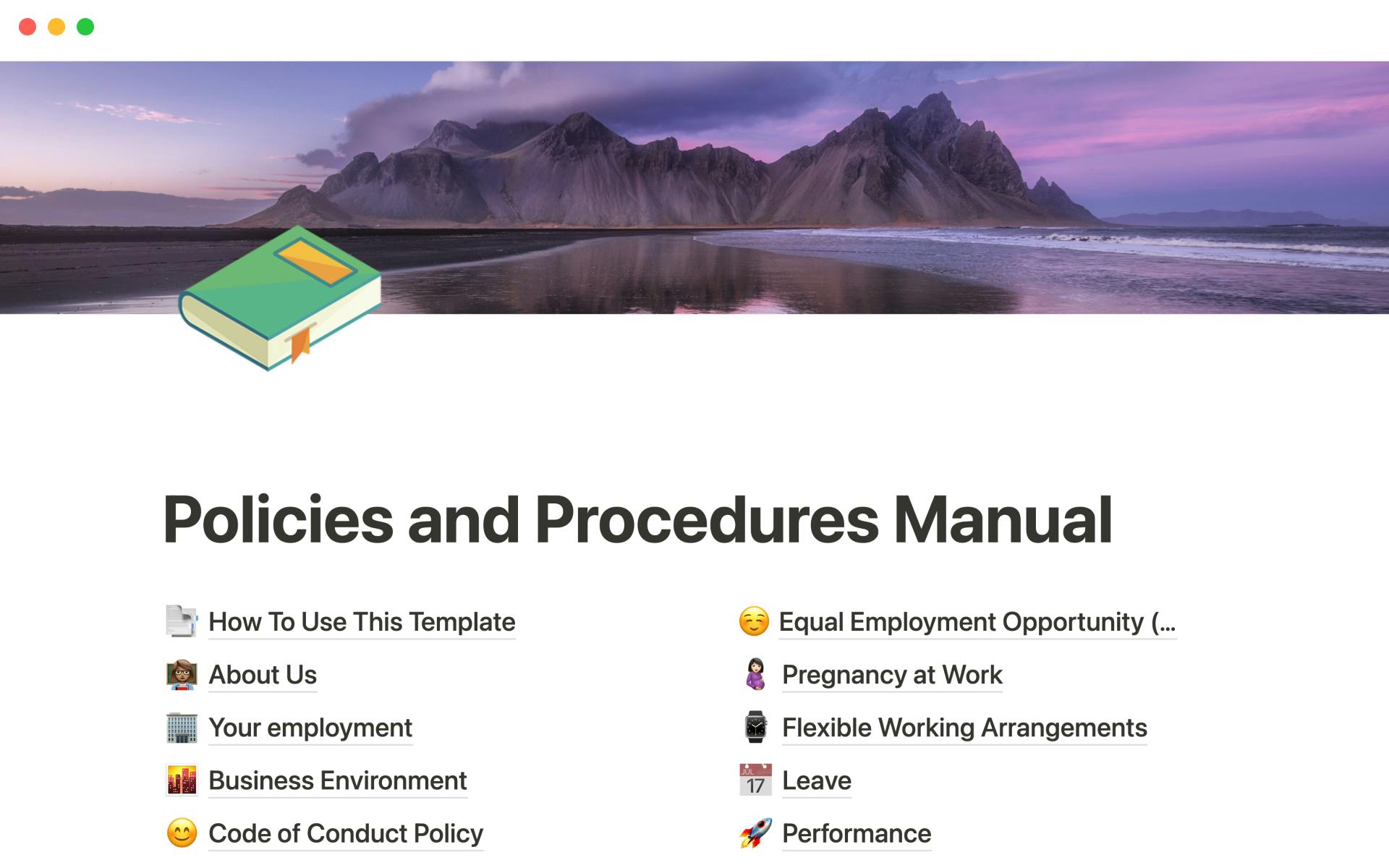 Eine Vorlagenvorschau für HR Policies & Procedures Manual