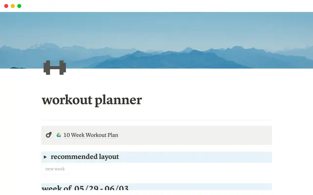 Weekly Planner for Home Workouts