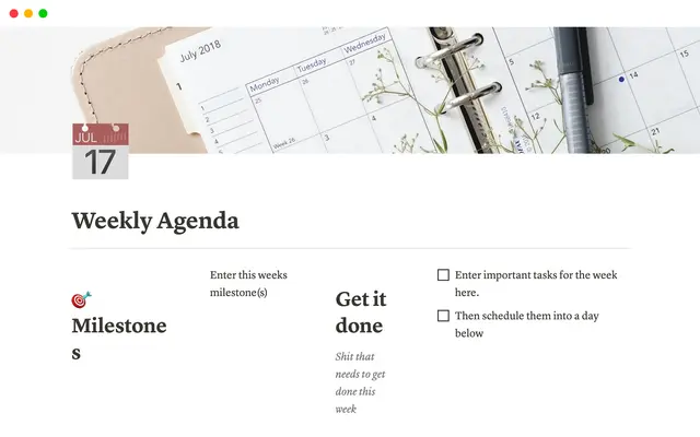 Weekly Agenda